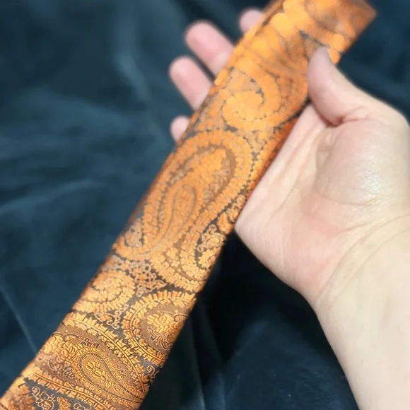 Orange Paisley Men's Tie - Picture 3 of 3